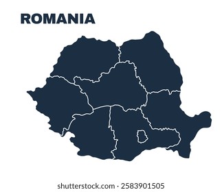 Romania map flat border outline vector
