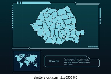 Romania Map Futuristic  infographic Map element collection background