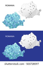 Romania map in geometric polygonal style. Abstract gems triangle.