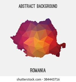 Romania map in geometric polygonal style.Abstract tessellation,modern design background. Vector illustration EPS8