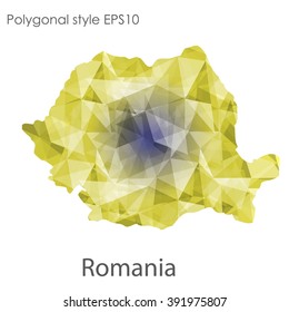 Romania map in geometric polygonal style.Abstract gems triangle,modern design background.