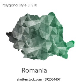 Romania map in geometric polygonal style.Abstract gems triangle,modern design background.