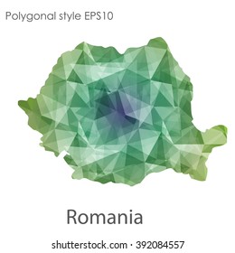 Romania map in geometric polygonal style.Abstract gems triangle,modern design background.