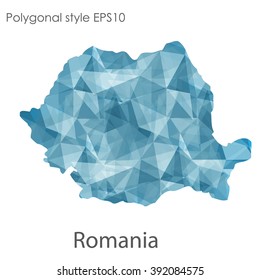Romania map in geometric polygonal style.Abstract gems triangle,modern design background.
