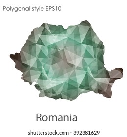 Romania map in geometric polygonal style.Abstract gems triangle,modern design background.