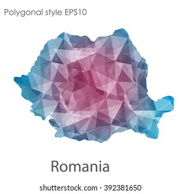 Romania map in geometric polygonal style.Abstract gems triangle,modern design background.