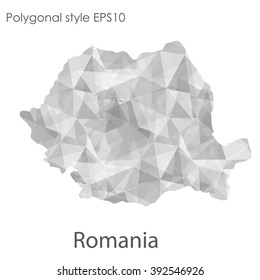 Romania map in geometric polygonal style.Abstract gems triangle,modern design background.