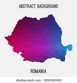 Romania map in geometric polygonal,mosaic style.Abstract tessellation,modern design background,low poly. Geometric cover, mockup. Vector illustration.
