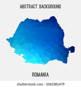 Romania map in geometric polygonal,mosaic style.Abstract tessellation,modern design background,low poly. Geometric cover, mockup. Vector illustration.