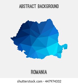 Romania map in geometric polygonal,mosaic style.Abstract tessellation,modern design background. Vector illustration EPS8