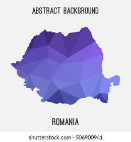 Romania map in geometric polygonal,mosaic style.Abstract tessellation,modern design background,low poly. Vector illustration.