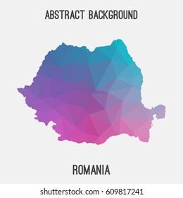Romania map in geometric polygonal,mosaic style.Abstract tessellation,modern design background,low poly. Vector illustration.