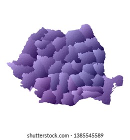 Romania map. Geometric style country outline. Fabulous violet vector illustration.