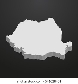 Rumänien Karte auf Grau auf schwarzem Hintergrund 3d