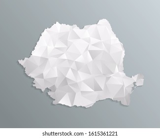Romania map gray in polygonal style on dark background. isolated vector illustration eps 10.