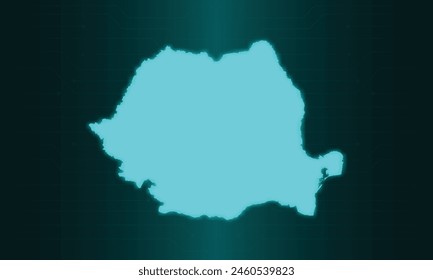 Romania Map with Green Circuit Technology Style.