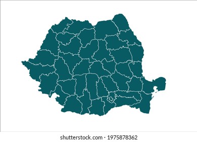 Romania Map Green Color on White Backgound