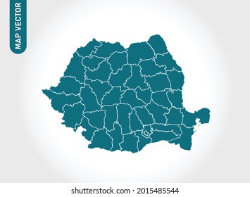 Romania map High Detailed on white background. Abstract design vector illustration eps 10