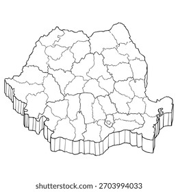 Romania map illustration hand drawn outline vector