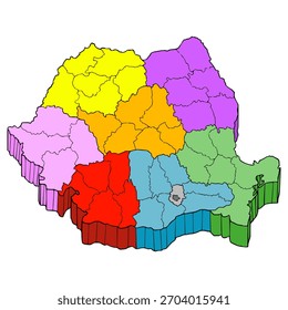 Rumania mapa ilustración dibujado a mano Vector aislado