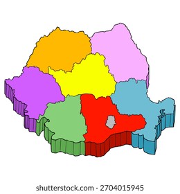 Romênia mapa ilustração mão desenhada vetor isolado