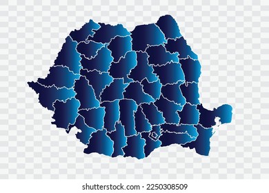 Rumänien Map indigo Color on White Background quality files png