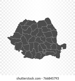 Romania map isolated on transparent background