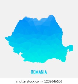 Romania map low poly geometric polygonal,mosaic style,abstract tessellation,modern design background. Geometric cover, mockup. Vector illustration EPS10.