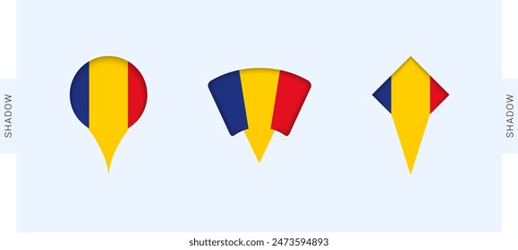 Romania Map Markers Set. Perfect for projects related to Romania, travel, geography, and international representation. Vector collection.