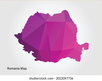 Romania Map pink Color on white background polygonal