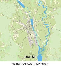 Bacău, Romania map poster art