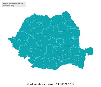 romania map with regions vector illustration on white background