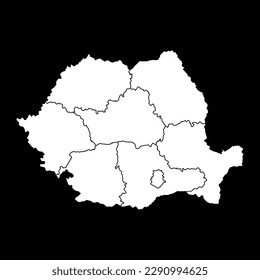 Romania map with regions. Vector illustration.