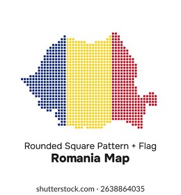 Romania Map Rounded Square Pattern with Flag