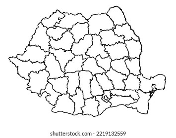 Mapa de Rumania sombra en forma de eslabón de línea mínima delgada ilustración de vector aislado