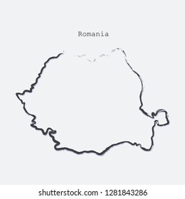 Romania map shape. Brush style. Vector illustration