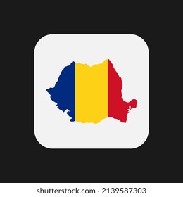 Romania map silhouette with flag on white background
