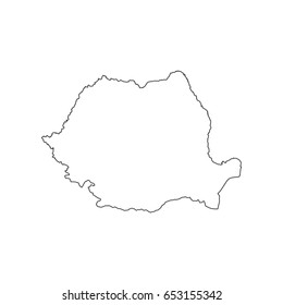 Romania map silhouette on the white background. Vector illustration
