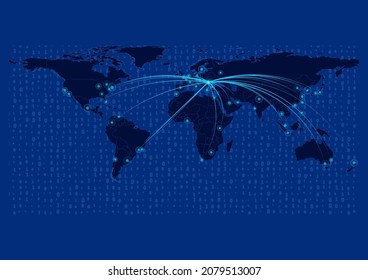 Romania map for technology or innovation or export concepts. Connections of the country to major cities around the world. File is suitable for digital editing and prints of all sizes.