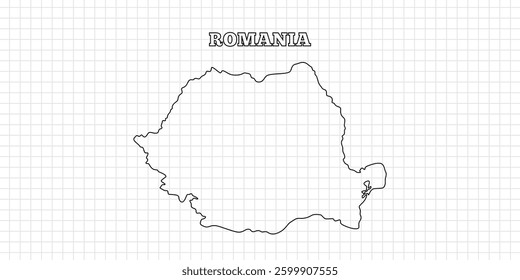 Romania map travel with outline simple drawing version Illustration