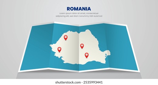 romania map travel with pin tag location design Illustration