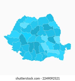 Romania map vector. Colored political map. Administrative division, regions.