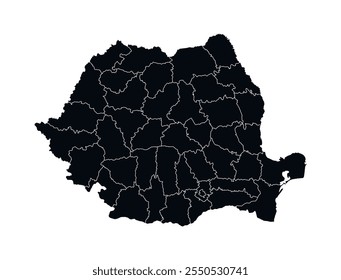Rumania Mapa icono de Vector. Mapa de Rumania Black Silhouette.