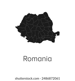 Rumänien Map Vektorillustration - Silhouette, Outline, Rumänien Reise- und Tourismuskarte