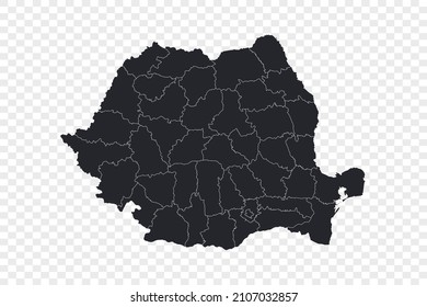 Romania map vector, isolated on transparent background