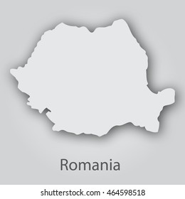 Romania map with white paper silhouette with shadows on white isolated background.Vector Illustration EPS10.