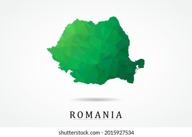 Romania Map - World Map International vector template, low polygon style with green color isolated on white background - Vector illustration eps 10