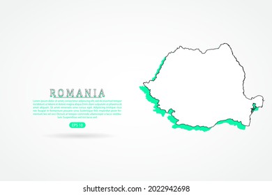 Romania Map - World Map International vector template with green and outline graphic sketch style isolated on white background - Vector illustration eps 10