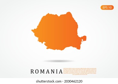 Mapa de Rumania - Mapa Mundial Plantilla vectorial internacional con color gradiente naranja aislado en fondo blanco - Ilustración vectorial eps 10