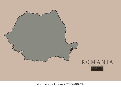 Mapa de Rumania - Mapa Mundial Plantilla vectorial internacional con estilo clásico antiguo y color gris en el mapa aislado en fondo marrón - Ilustración vectorial eps 10